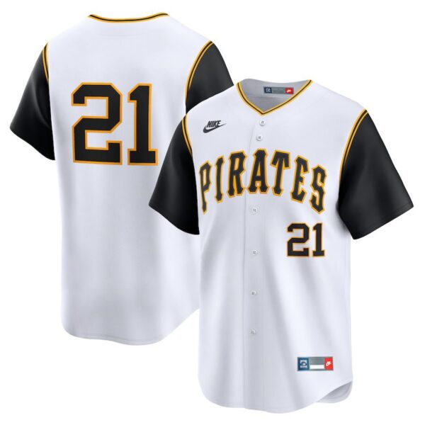 Men's Pittsburgh Pirates #21 Roberto Clemente Nike White Throwback Cooperstown Limited Jersey