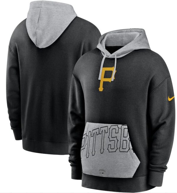 Men's Pittsburgh Pirates Nike Black Heritage Tri Blend Pullover Hoodie