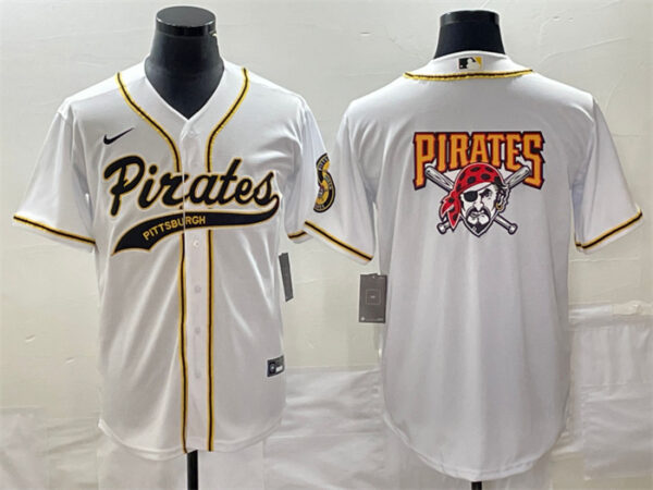 Men's Pittsburgh Pirates White Team Big Logo Cool Base Stitched Baseball Jersey