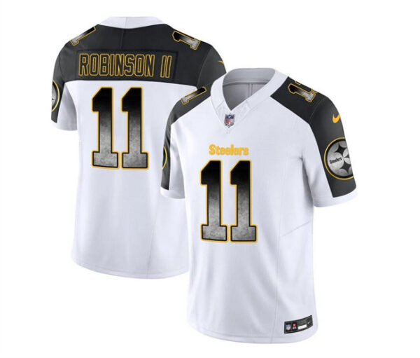 Men's Pittsburgh Steelers #11 Allen Robinson II White Black 2023 F.U.S.E. Smoke Vapor Untouchable Limited Stitched Jersey