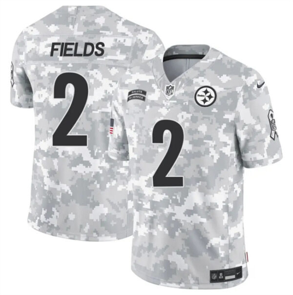 Men's Pittsburgh Steelers #2 Justin Fields 2024 F.U.S.E Arctic Camo Salute To Service Limited Stitched Football Jersey