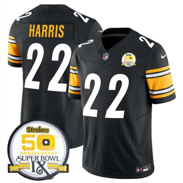 Men's Pittsburgh Steelers #22 Najee Harris Black 2024 F.U.S.E. 50th Anniversary Of Super Bowl IX Alternate Vapor Untouchable Limited Stitched Jersey