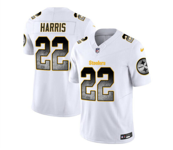 Men's Pittsburgh Steelers #22 Najee Harris White 2023 F.U.S.E. Smoke Vapor Untouchable Limited Stitched Jersey