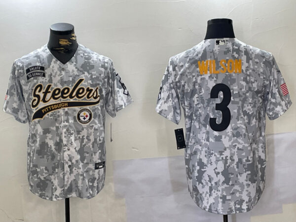 Men's Pittsburgh Steelers #3 Russell Wilson 2024 Arctic Camo Salute To Service Stitched Baseball Jerseys