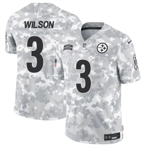 Men's Pittsburgh Steelers #3 Russell Wilson 2024 F.U.S.E Arctic Camo Salute To Service Limited Stitched Football Jersey