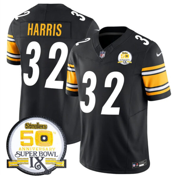 Men's Pittsburgh Steelers #32 Franco Harris Black 2024 F.U.S.E. 50th Anniversary Of Super Bowl IX Alternate Vapor Untouchable Limited Stitched Jersey