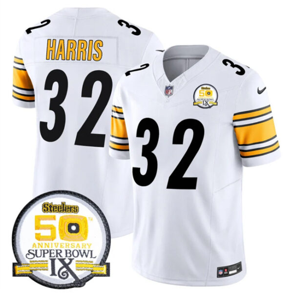 Men's Pittsburgh Steelers #32 Franco Harris White 2024 F.U.S.E. 50th Anniversary Of Super Bowl IX Alternate Vapor Untouchable Limited Stitched Jersey