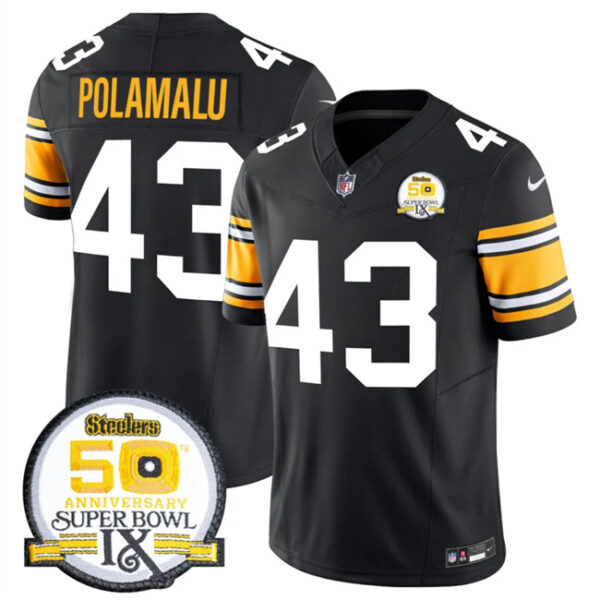 Men's Pittsburgh Steelers #43 Troy Polamalu Black 2024 F.U.S.E. 50th Anniversary Of Super Bowl IX Vapor Untouchable Limited Stitched Jersey