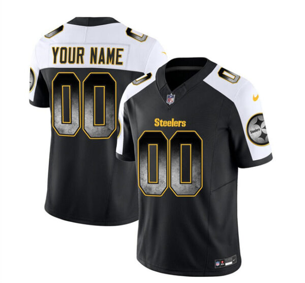 Men's Pittsburgh Steelers Active Player Custom Black White 2023 F.U.S.E. Smoke Vapor Untouchable Limited Stitched Jersey