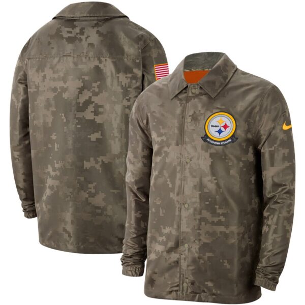 Men's Pittsburgh Steelers Nike Camo 2019 Salute To Service Sideline Full Zip Lightweight Jacket