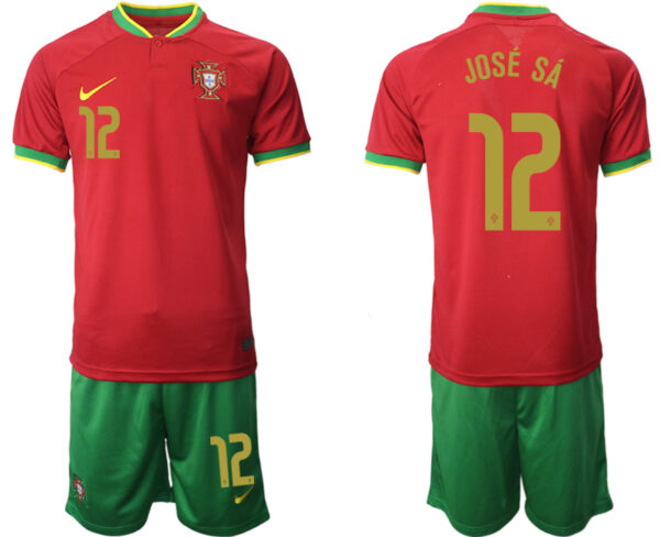 Men's Portugal #12 Jose Sa  Red Home Soccer Jersey Suit