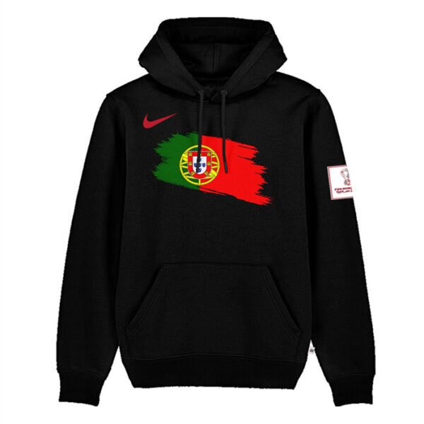 Men's Portugal Black 2022 FIFA World Cup Soccer Hoodie 1