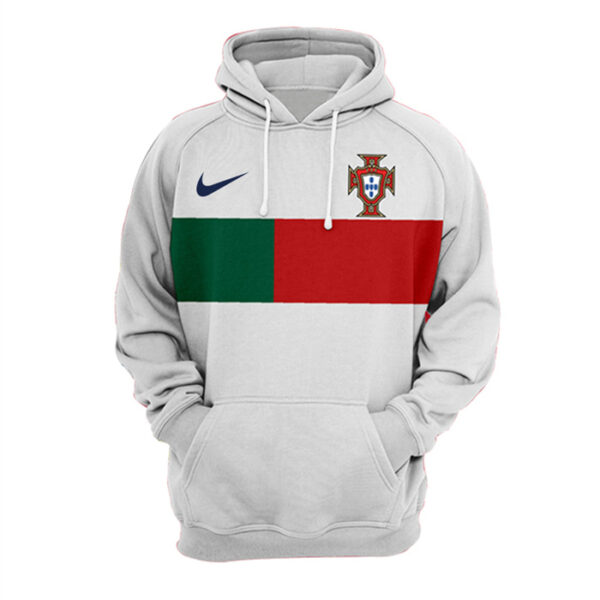 Men's Portugal White 2022 FIFA World Cup Soccer Hoodie 3