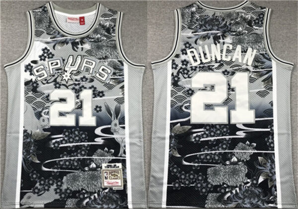 Men's San Antonio Spurs #21 Tim Duncan Black White Classics Swingman Stitched Jersey