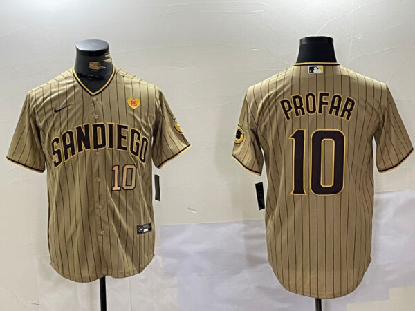 Men's San Diego Padres #10 Jurickson Profar Tan Cool Base Stitched Baseball Jerseys