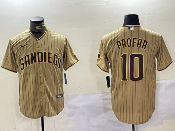 Men's San Diego Padres #10 Jurickson Profar Tan Cool Base Stitched Baseball Jerseys