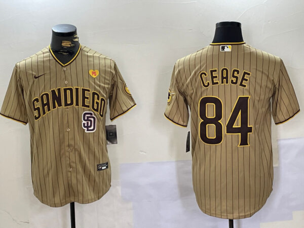 Men's San Diego Padres #84 Dylan Cease Tan Cool Base Stitched Baseball Jerseys