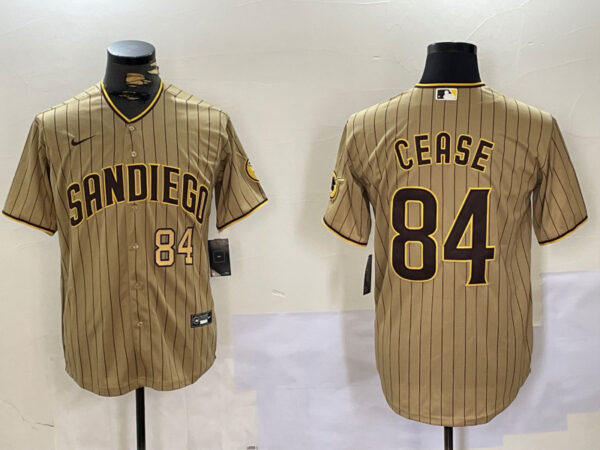 Men's San Diego Padres #84 Dylan Cease Tan Cool Base Stitched Baseball Jerseys