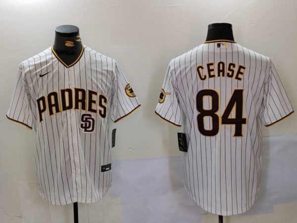 Men's San Diego Padres #84 Dylan Cease White Cool Base Stitched Baseball Jerseys