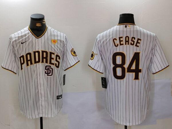 Men's San Diego Padres #84 White With PS Patch Cool Base Stitched Baseball Jersey