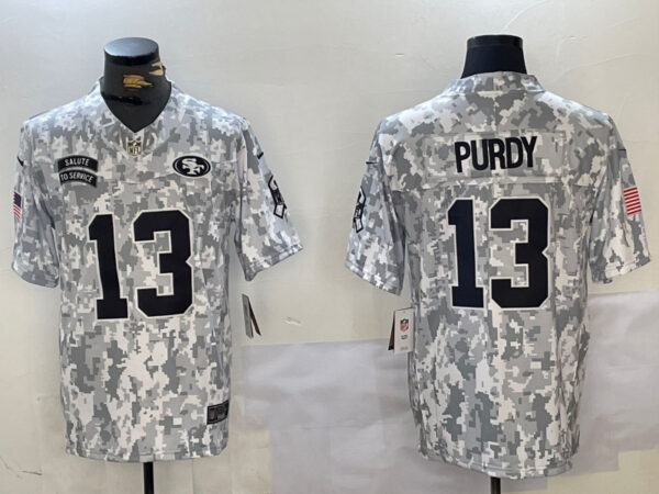 Men's San Francisco 49ers #13 Brock Purdy 2024 F.U.S.E Arctic Camo Salute To Service Limited Stitched Football Jersey