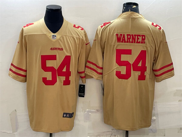 Men's San Francisco 49ers #54 Fred Warner Gold Stitched Football Jersey