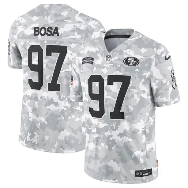 Men's San Francisco 49ers #97 Nick Bosa 2024 Arctic Camo Salute To Service Limited Stitched Football Jersey