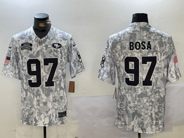 Men's San Francisco 49ers #97 Nick Bosa 2024 F.U.S.E Arctic Camo Salute To Service Limited Stitched Football Jerseys