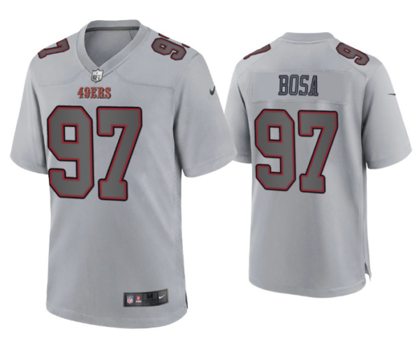 Men's San Francisco 49ers #97 Nick Bosa Grey Atmosphere Fashion Stitched Game Jersey