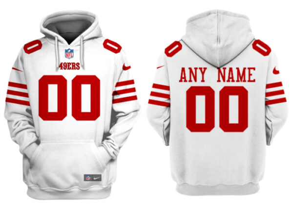 Men's San Francisco 49ers Active Player Custom White Alternate Pullover Hoodie