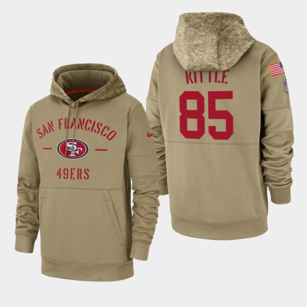 Men's San Francisco 49ers George Kittle 2019 Salute to Service Sideline Therma Pullover Hoodie - Tan