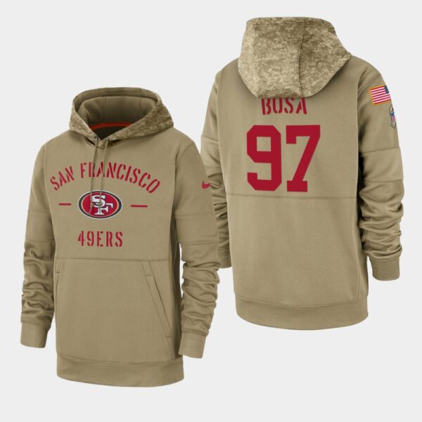 Men's San Francisco 49ers Nick Bosa 2019 Salute to Service Sideline Therma Pullover Hoodie - Tan