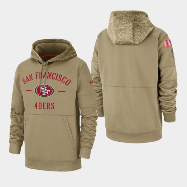 Men's San Francisco 49ers Tan 2019 Salute to Service Sideline Therma Pullover Hoodie