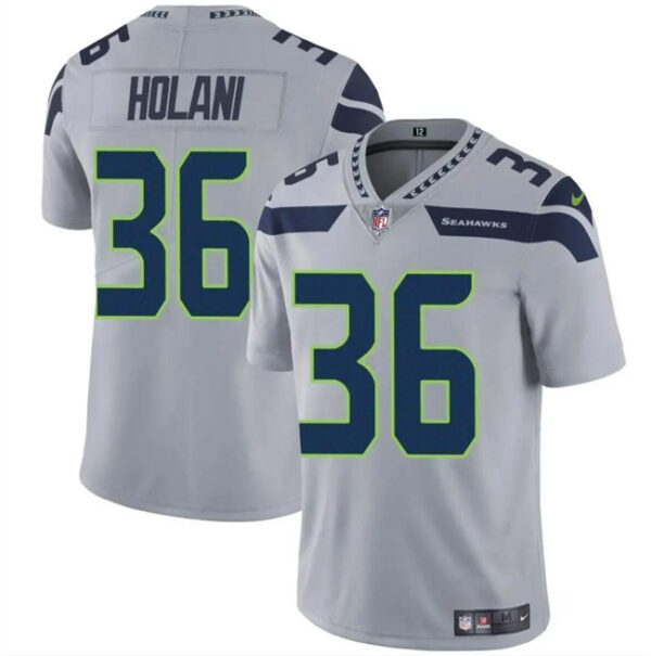 Men's Seattle Seahawks #36 George Holani Grey Vapor Limited Stitched Football Jersey