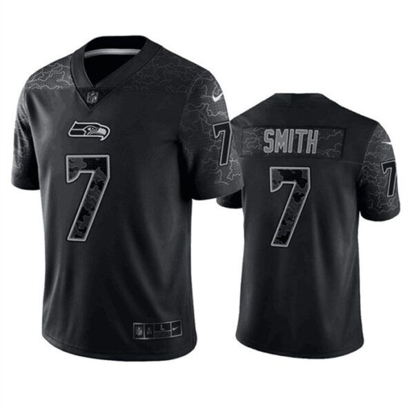 Men's Seattle Seahawks #7 Geno Smith Black Reflective Stitched Jersey