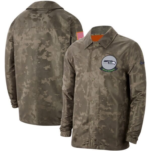 Men's Seattle Seahawks Nike Camo 2019 Salute To Service Sideline Full Zip Lightweight Jacket