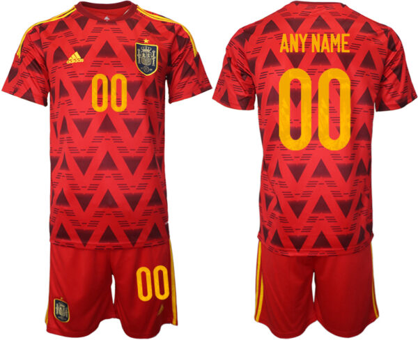 Men's Spain Custom Red Home Soccer Jersey Suit