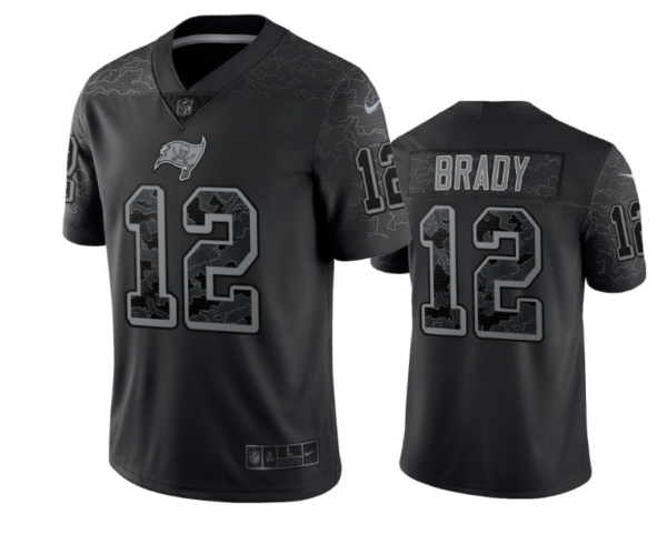 Men's Tampa Bay Buccaneers #12 Tom Brady Black Reflective Limited Stitched Jersey