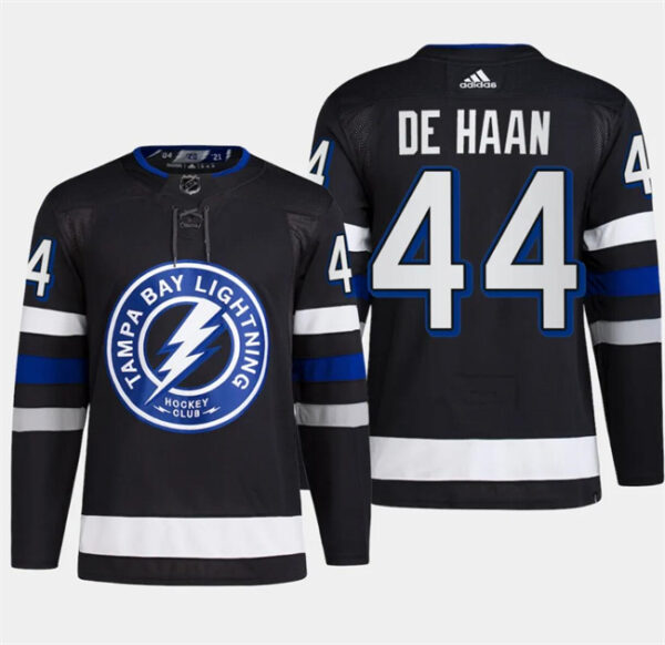 Men's Tampa Bay Lightning #44 Calvin De Haan Black Alternate Premier Breakaway Stitched Jersey