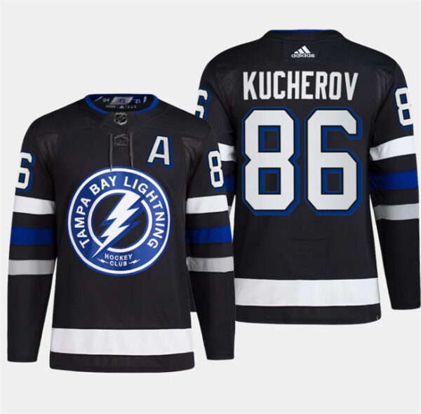 Men's Tampa Bay Lightning #86 Nikita Kucherov Black Alternate Premier Breakaway Stitched Jersey