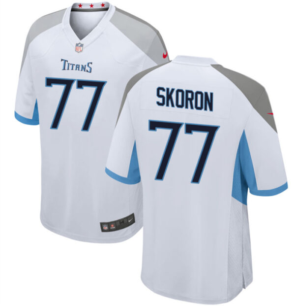 Men's Tennessee Titans #77 Peter Skoronski White 2023 Draft Stitched Game Jersey