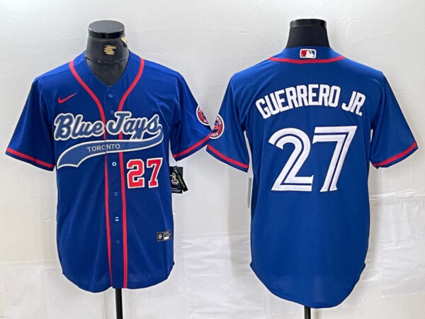 Men's Toronto Blue Jays #27 Vladimir Guerrero Jr. Royal Cool Base Stitched Baseball Jerseys