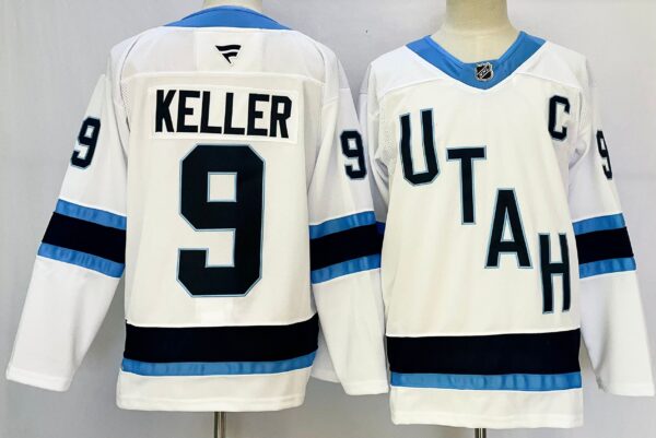 Men's Utah Hockey Club #9 Clayton Keller White 2024-25 With C Patch Stitched Jersey