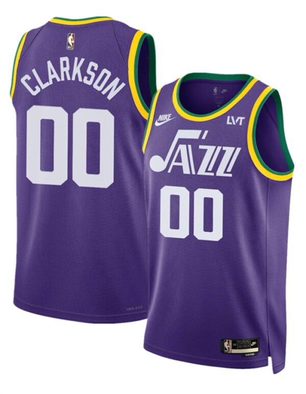 Men's Utah Jazz #00 Jordan Clarkson Purple 2023 Classic Edition Stitched Basketball Jersey