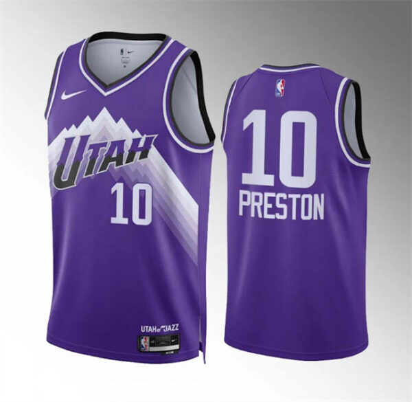 Men's Utah Jazz #10 Jason Preston Purple Classic Edition Stitched Basketball Jersey