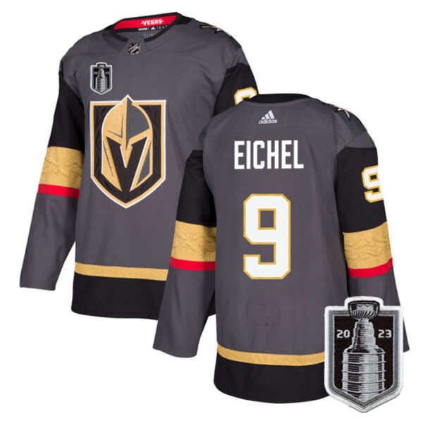 Men's Vegas Golden Knights #9 Jack Eichel Grey 2023 Stanley Cup Final Stitched Jersey