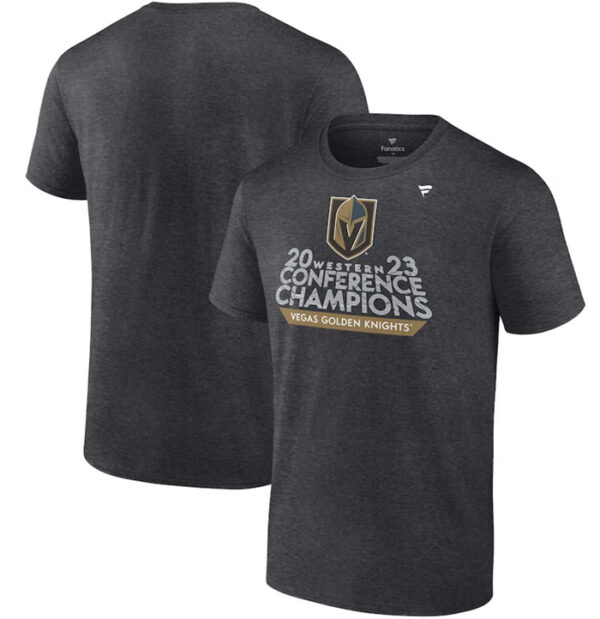 Men's Vegas Golden Knights Heather Charcoal 2023 Western Conference Champions Locker Room T-Shirt