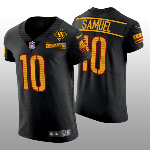 Men's Washington Commanders #10 Curtis Samuel 90th Anniversary Black Elite Stitched Jersey