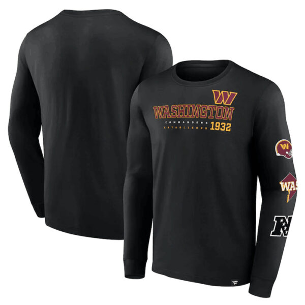 Men's Washington Commanders Black High Whip Pitcher Long Sleeve T-Shirt