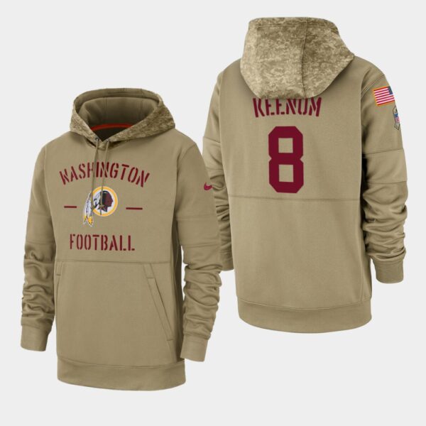 Men's Washington Redskins Case Keenum 2019 Salute to Service Sideline Therma Pullover Hoodie - Tan